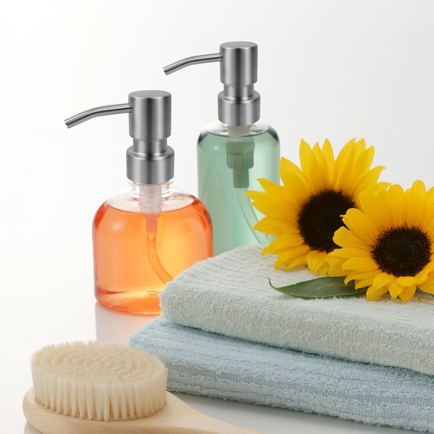 2 pcs 304 Stainless Steel Soap Dispenser Pump - Standard 28/400 Thread Replacement for Hand Soap Lotion Bottles