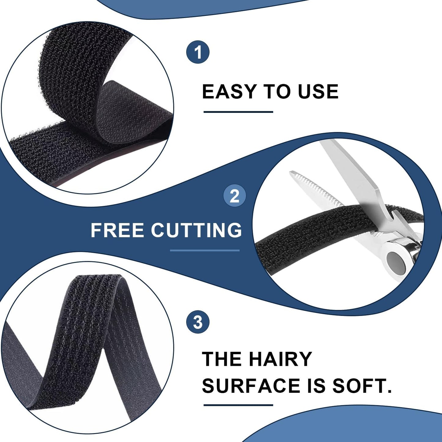 Hook and Loop Cable Straps 1" x 16.5 Ft with 24 Buckles Adjustable Fastening Reusable Nylon Securing Cord Cinch Strap Ties Free Cut for Cable Management RV Workshop DIY (Black)