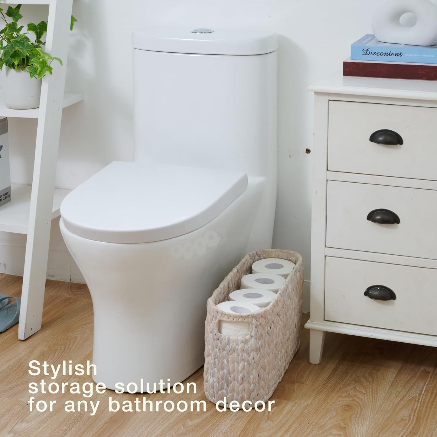 Toilet Paper Storage Basket, Toilet Paper Holder with Storage for Up to 8 Rolls, Rattan Bathroom Accessories