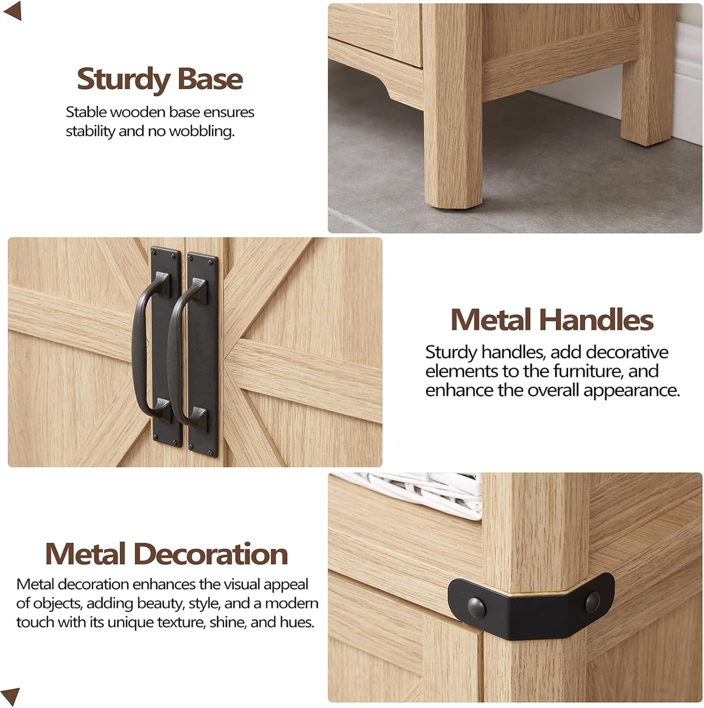 70.87 Tall Storage Cabinet, Farmhouse Storage Cabinet with 2 Barn Doors and Adjustable Shelves, Bathroom Organizer for Living Room, Entryway, Kitchen (Natural Oak)