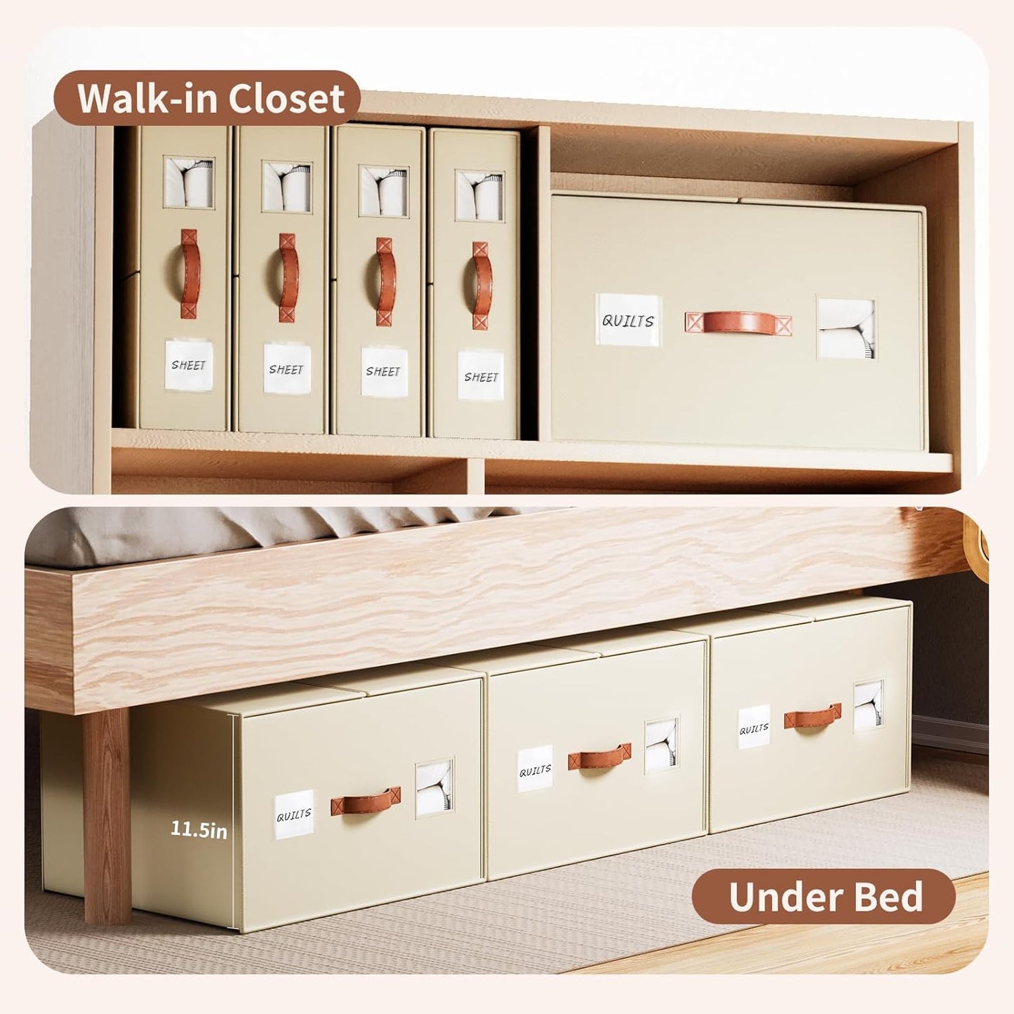 2 Pack Large Blankets Storage Bags, king&queen size comforter Organizers with Reinforced Walls ，Foldable 21"x18"x11" Space-Saving Design for Bedding Storage & sheet storage