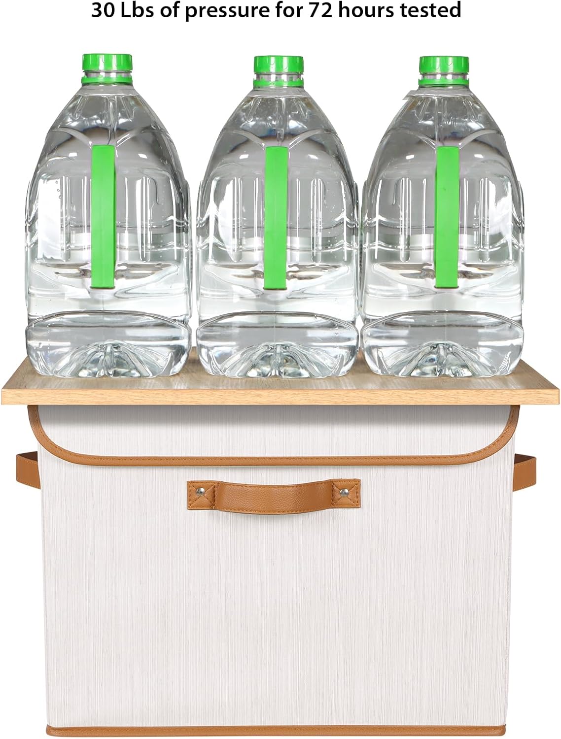 Univivi Heavy Duty Fabric Storage Bins with Lid, Large 17" 10 Gallon Stackable Storage Bins with Leather Handles, Decorative Storage Boxes with Lids for Bedroom, Closet, Nursery, Office, 3-Pack(Beige)