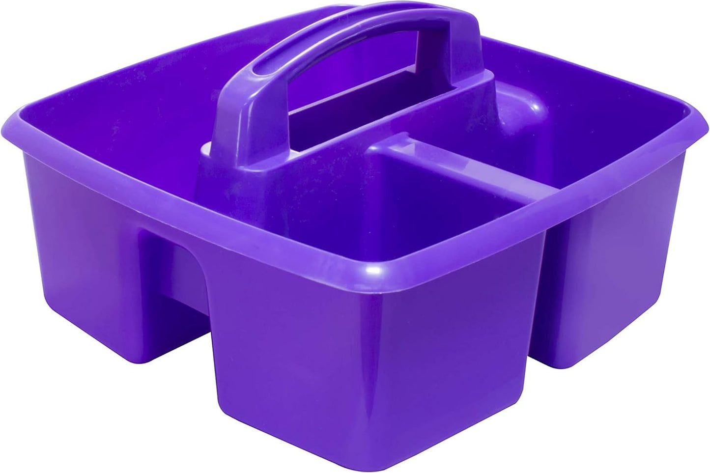 Storex 3-Compartment Small Caddy – Multipurpose Classroom Organizer with Handle, Purple, 5-Pack (00944U06C)