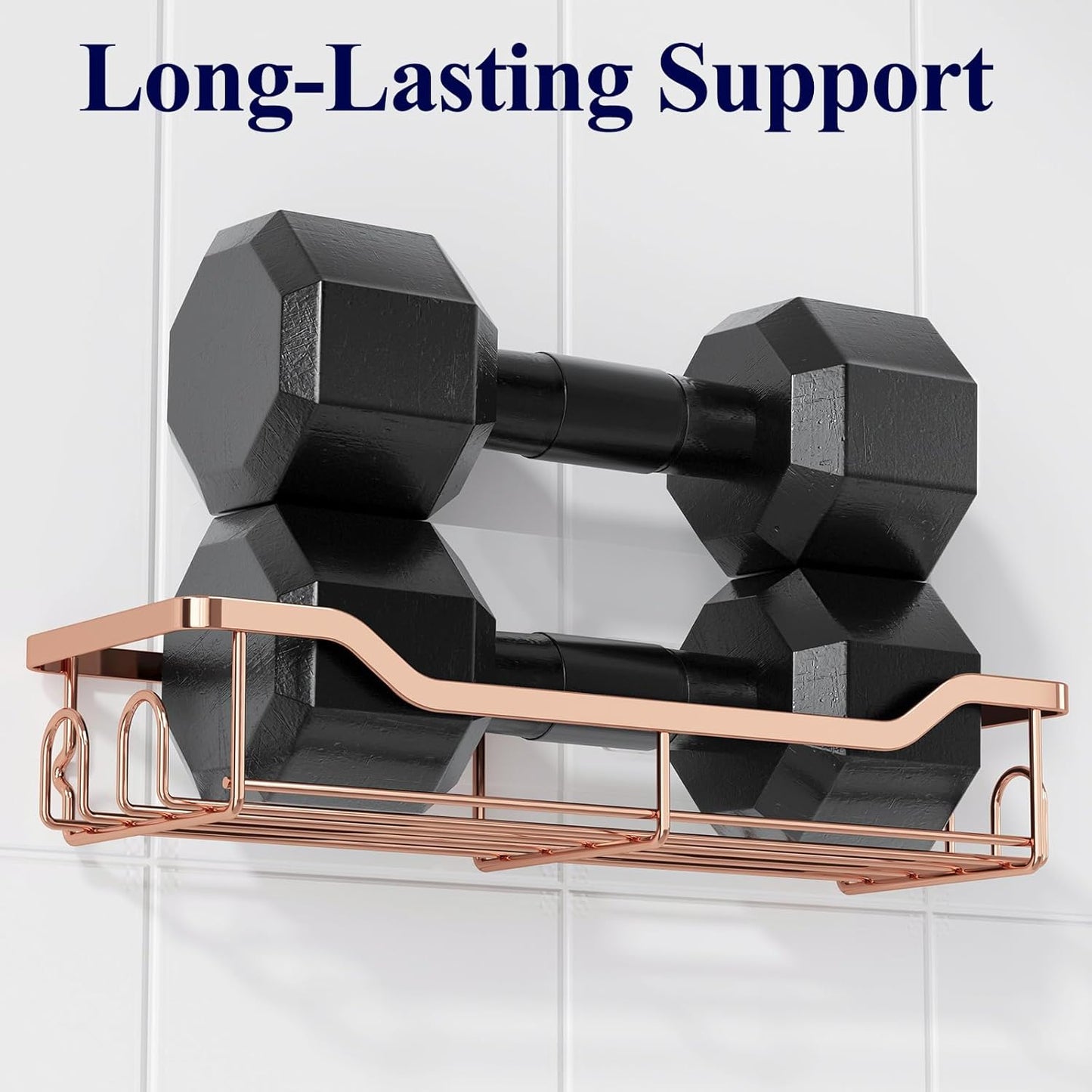 Kitsure Shower Caddy Large - Adhesive Shower Organizer, Stainless Steel Shelf for Inside Shower, No Drill Bathroom Organizers and Storage, Home Decor Accessories, 2 Pack, Rose Gold