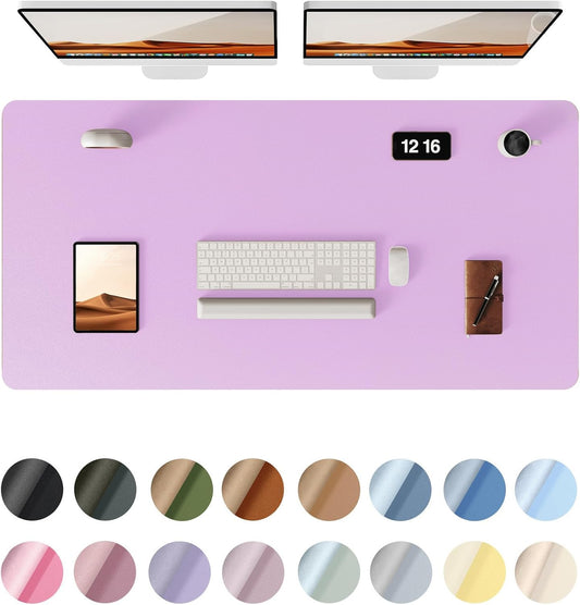 YSAGi Leather Desk Pad Protector, Office Desk Mat, Large Mouse Pad, Non-Slip PU Leather Desk Blotter, Laptop Desk Pad, Waterproof Desk Writing Pad for Office and Home (Taro Purple, 47.2" x 23.6")