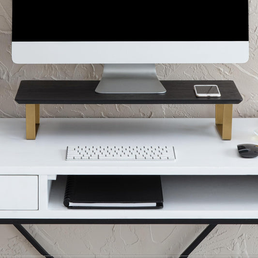 Anji Mountain Monitor Stand - Desktop Organizer & Laptop Riser, Ergonomic Monitor Riser, Space-Saving Monitor Stand for Desk, Durable Construction, Easy Assembly, Ideal for Home & Office,Black