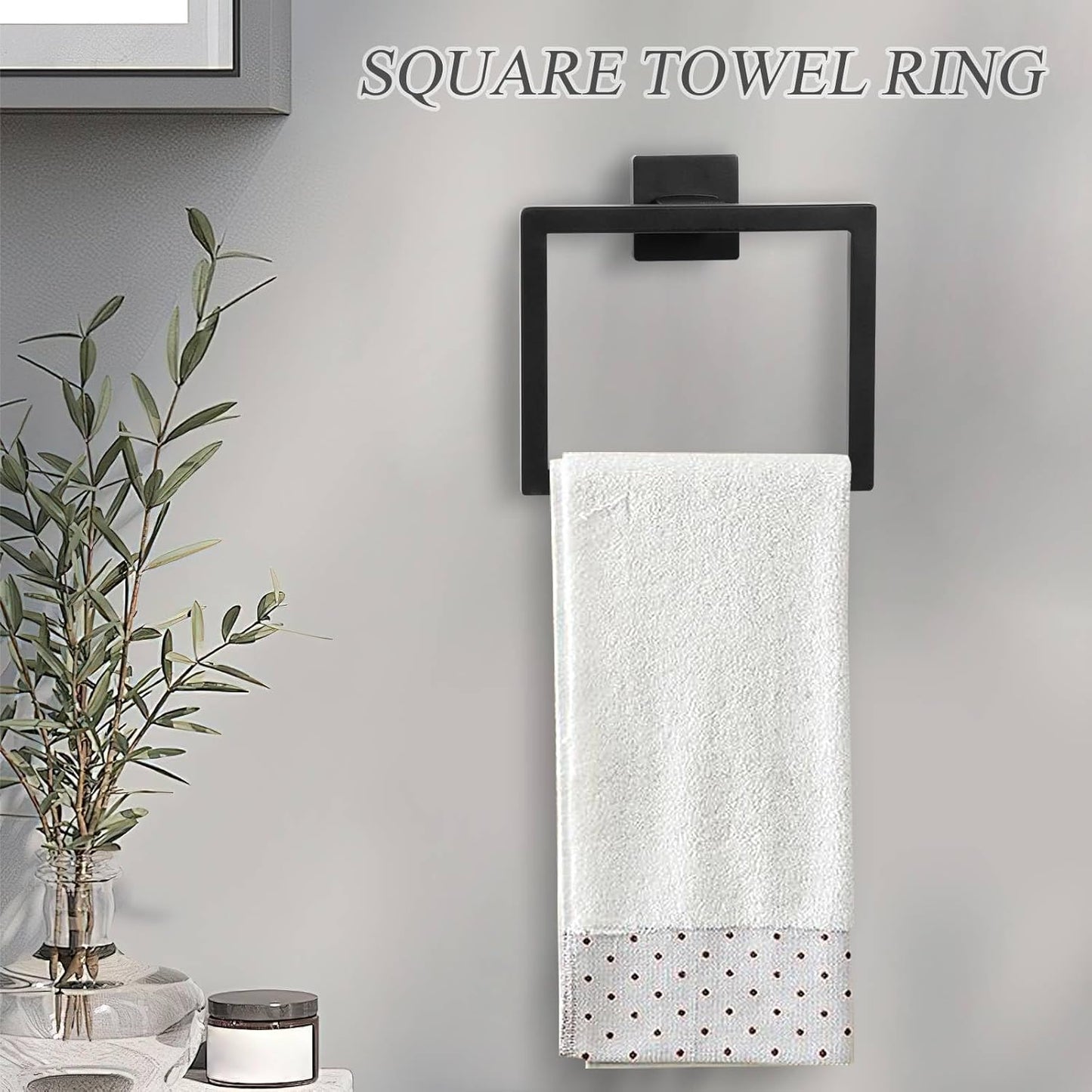 5 Pieces Black Towel Bar Set Bathroom Hardware Accessories Set Upgraded Toilet Paper Holder with Shelf Towel Holder Set for Bathroom Stainless Steel Wall Mounted