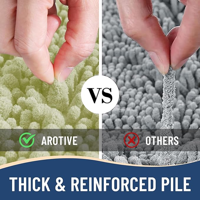 Arotive Luxury Chenille Bathroom Rug Mat, Extra Soft Thick Absorbent Shaggy Bath Rugs, Non-Slip Machine Wash Dry, Plush Bath Mats for Bathroom, Shower and Tub, 30x20, Vanilla