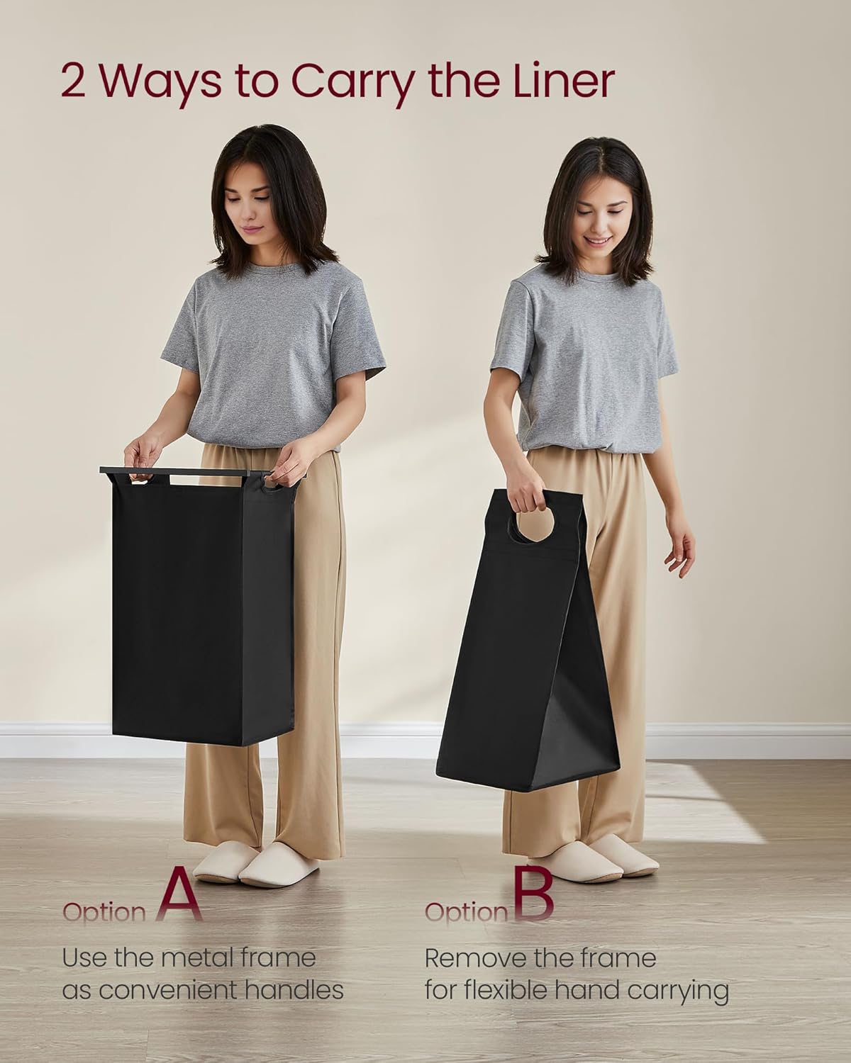 VASAGLE Laundry Hamper, Laundry Basket, Laundry Sorter with 5 Pull-Out and Removable Bags, Shelf, Metal Frame, 5 x 10.6 Gallons (40 L), 56.5 x 13 x 28.4 Inches, Ink Black and Rustic Brown UBLH501B01