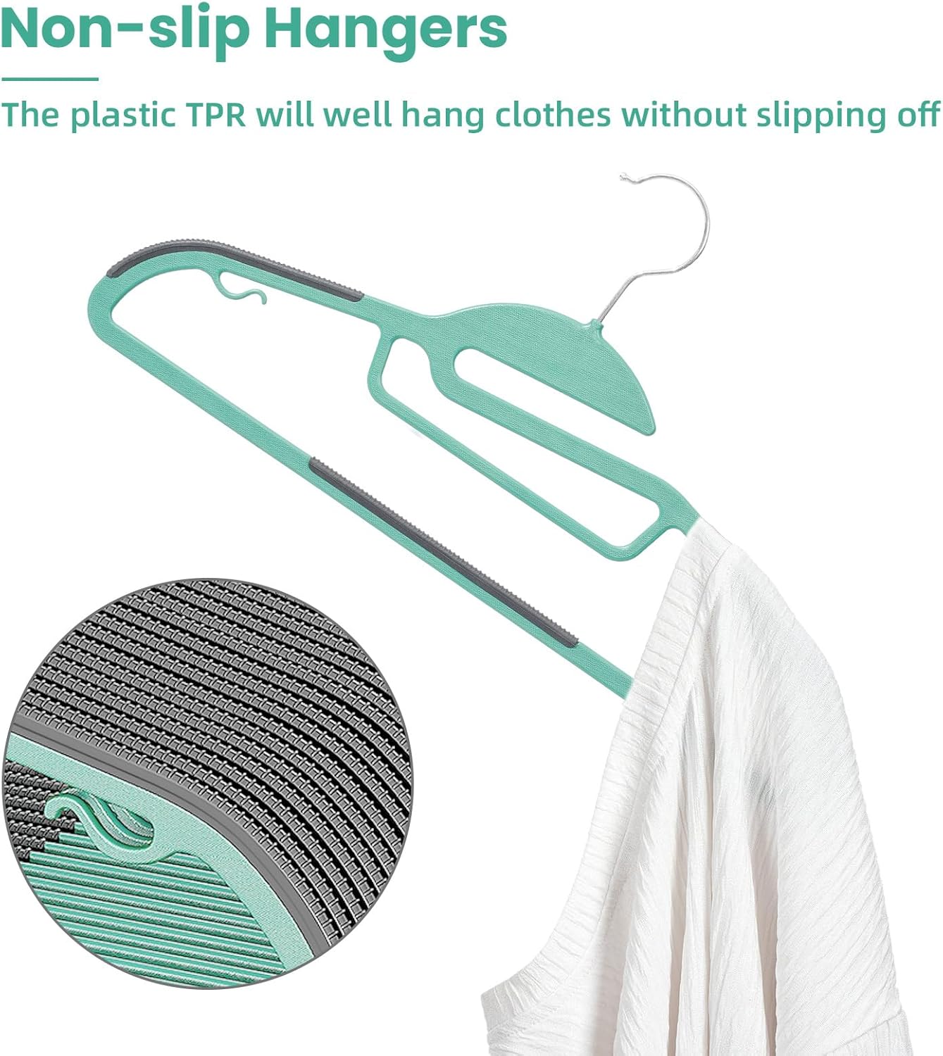 Heavy Duty Plastic Hangers 50 Pack with Non-Slip Design,0.2 Inches Thick,360°Swivel Hook Space Saving Organizer for Bedroom Closet,Shirts,Pants,Strong Enough for Coat(Dusty Blue- S Shaped)