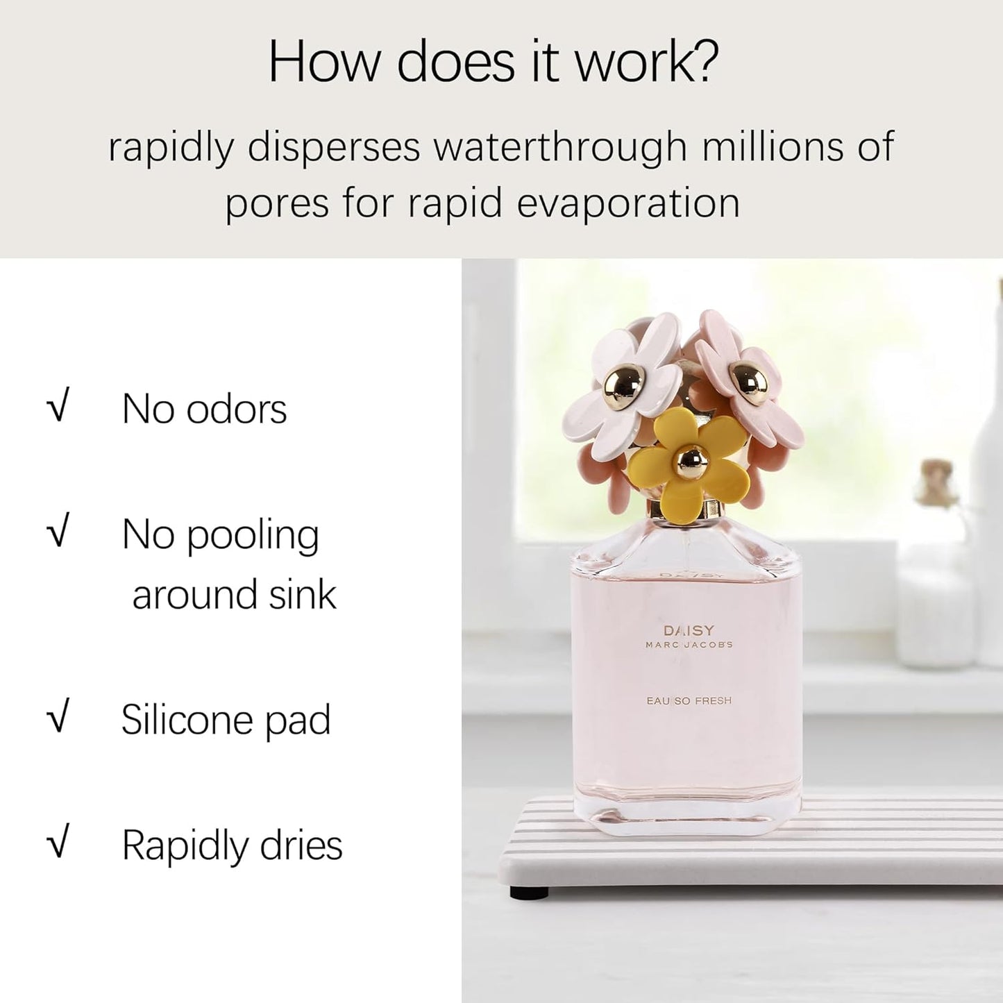 2 PCS Water Absorbent Diatomite Coasters (9.5" x 4"), Grooved Design, Water Absorbing Stone Used for Hand Soaps & Plants & toiletries in The Modern Home