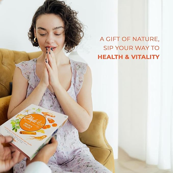 Olinda Health & Vitality Tea Gift Box Tea Samplers Organic Tea Bags Low Caffeine Detox Energy Tea Natural Herbal Gift Set Premium 9 Variety Pack Individually Wrapped 45 Tea Bags 1 Tea Box Tea Gifts for Women