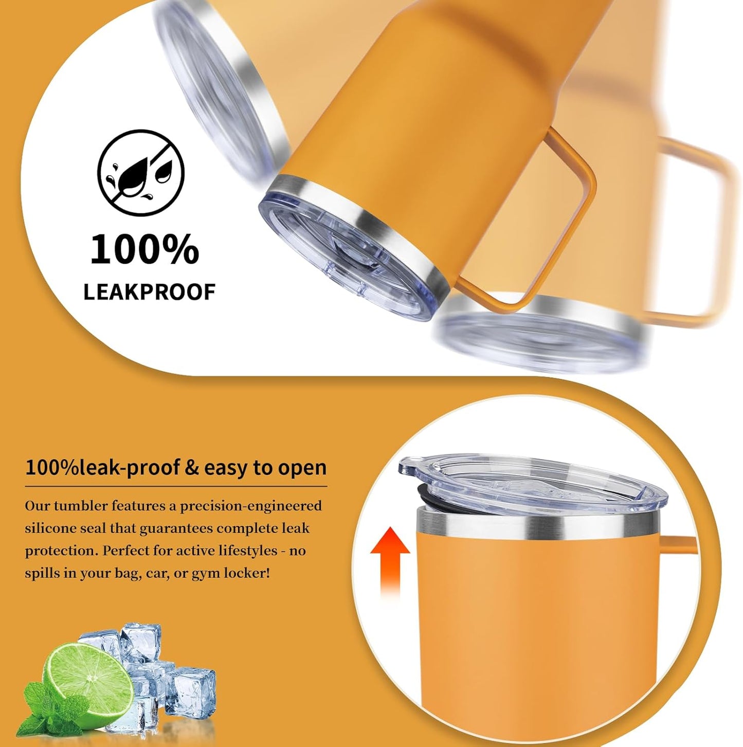 20oz Insulated Tumbler with Handle Stainless Steel Travel Coffee Mug with Lid and Straw Double Wall Vacuum Leak-proof Reusable Thermal Water Cup for Hot and Cold Drinks (Multicolor-5,4 Pack)