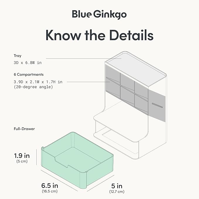 BLUE GINKGO Hive Desk Organizer – Vertical 6-Compartment, Full-drawer Storage – Space-Saving Pen Holder, Stationery Storage – Organizer for Office, School Supplies, Makeup (Made in Korea, White)