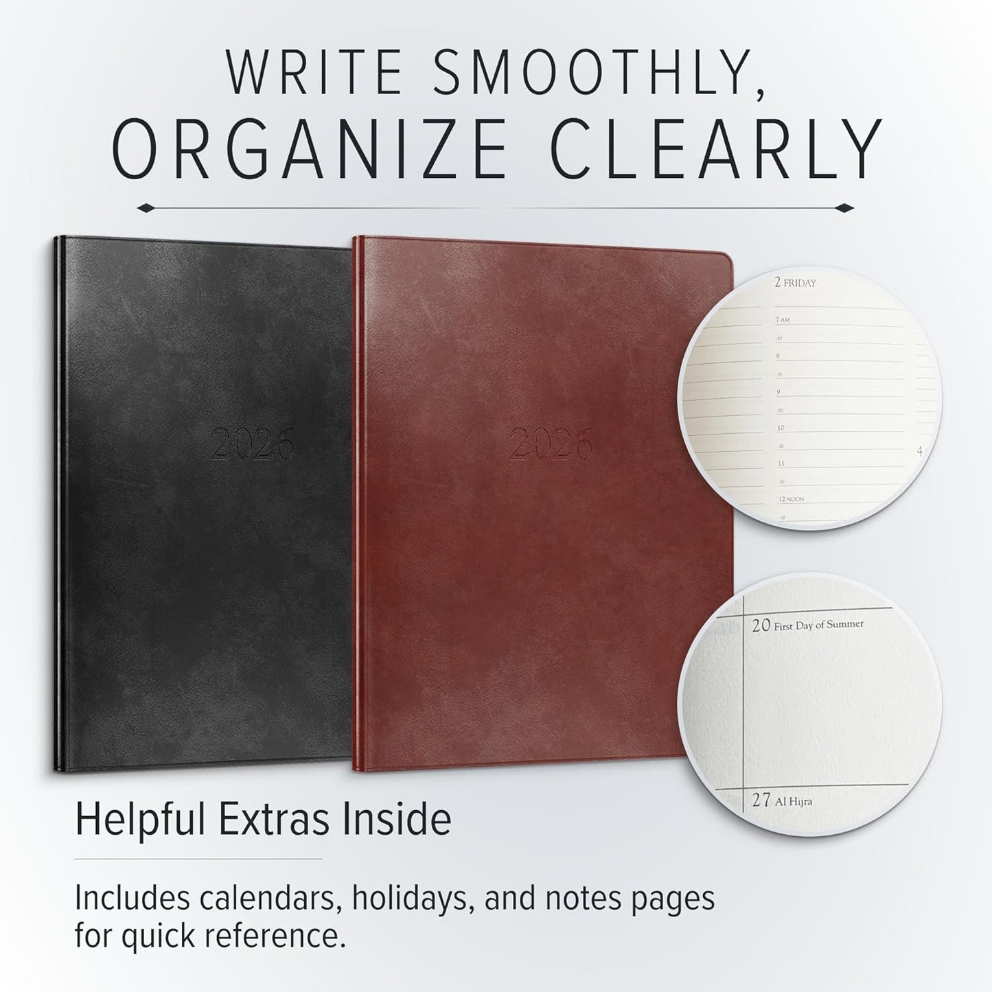 Gallery Leather Professional Weekly Monthly Planner 2026, Elegantly Bound Calendar Planner and Notebook with Stylish Gold-Gilded Page Edges, 12 Months - Caribbean Aqua - 9 x 7 "