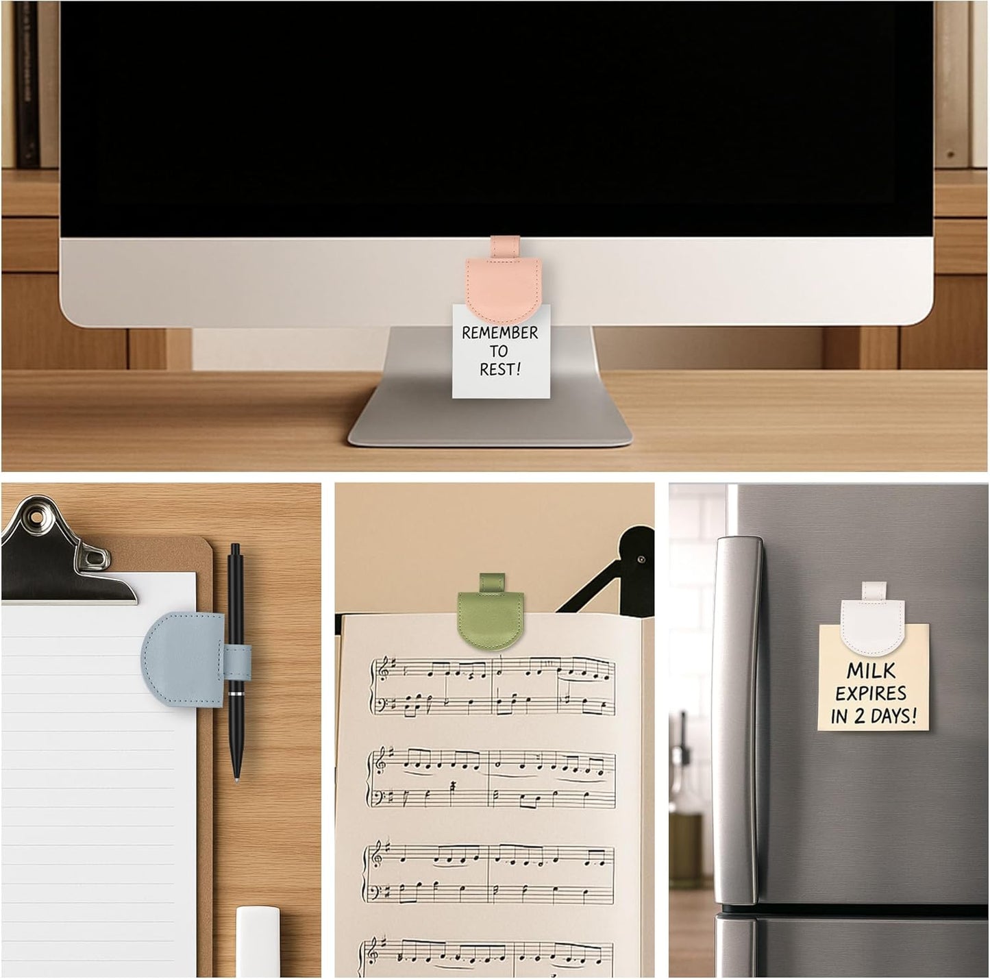 Magnetic Pen Loop Holder, Pencil Holder for Notebooks, Journals, Calendars, PU Leather 5 Pack