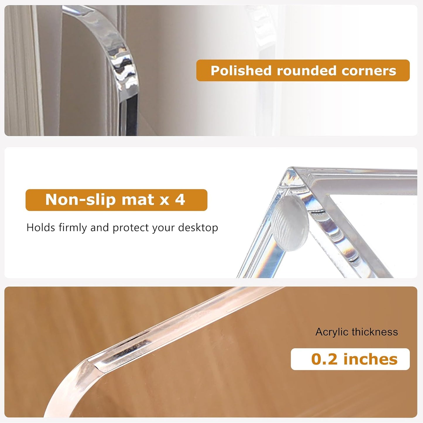 SANRUI Desk Organizer Clear Acrylic Desk Magazine File Holder with 3 Vertical Sections Magazine Rack File Organizer for Office, Home, School