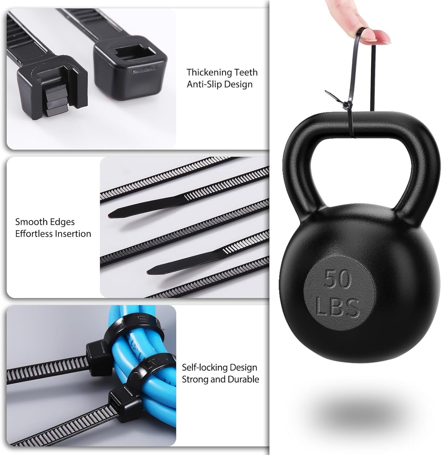 Cable Zip Ties 12 inch Cehony 1000 Pack Black Zip Ties Heavy Duty 50lbs Tensile Strength Plastic Zip Ties for Outdoor and Indoor Multi-Purpose Cable Ties Self-Locking UV Resistant Wire Ties Wraps