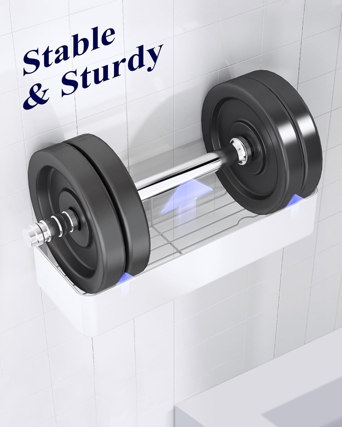 Kitsure Shower Caddy - 2 Pack Adhesive Shower Organizer, Rustproof Metal Shelves, No-Drill Bathroom Organizers and Storage, White, Large