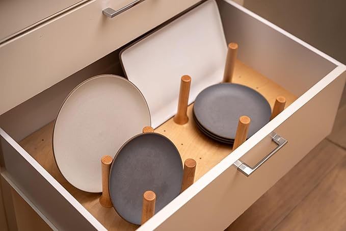 Custom Pegboard Drawer Organizer – Maple Wood – Deep Drawer Insert, Divider for Pots, Pans, Lids & Trays - Kitchen Cabinet Storage - No Cutting or Tools Needed – Made in USA