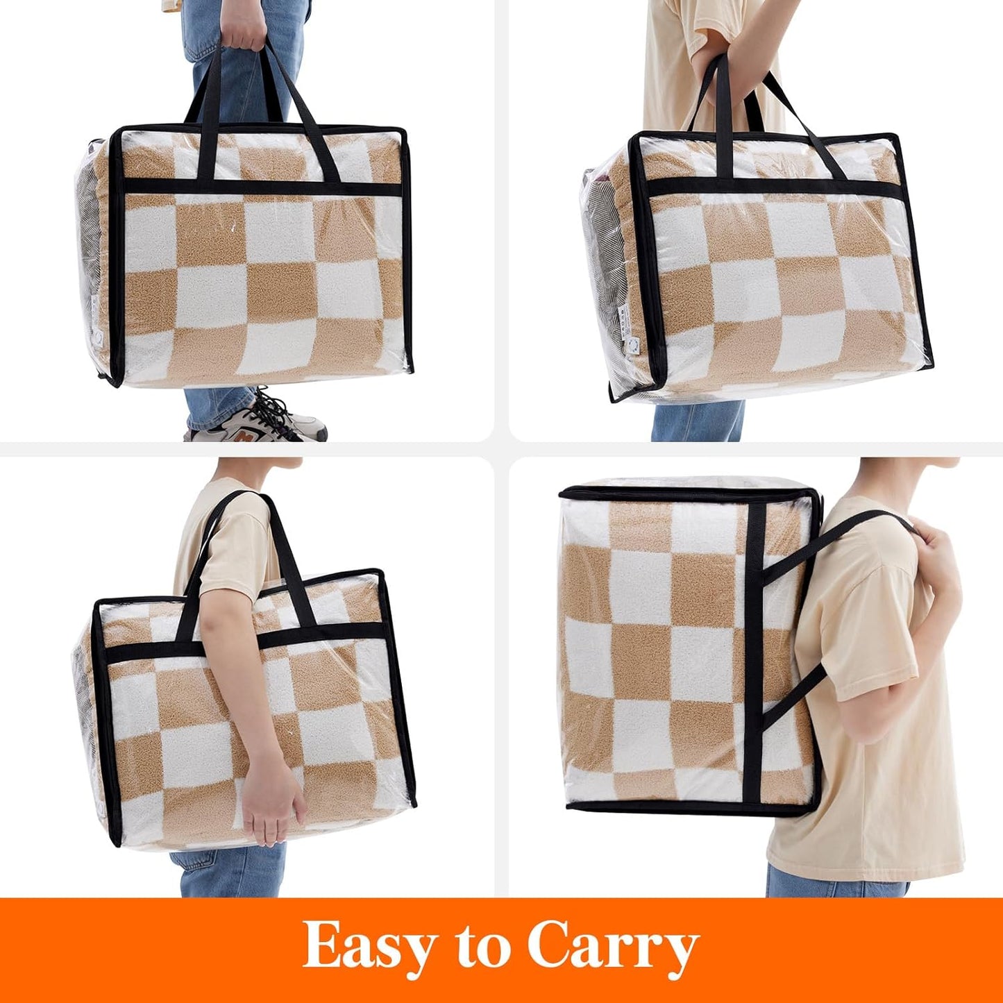 Lifewit 12 Pack Clear Clothes Storage Bags, 40L Plastic Blanket Storage Bag, Vinyl Foldable Moving Bags with Zipper, Closet Organizers and Storage Containers for Bedding, Duvet, Comforter