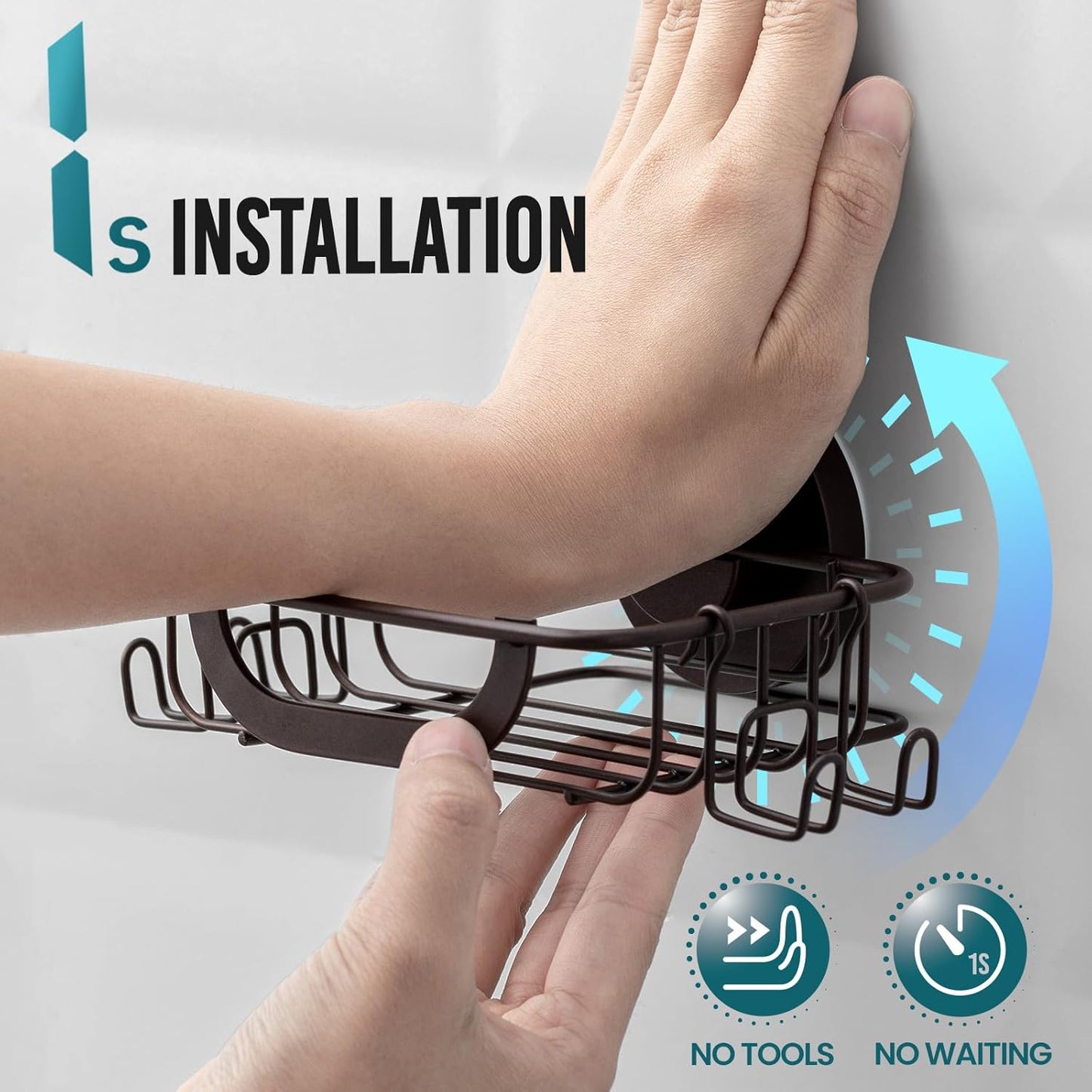 TAILI Soap Bar Holder Dish with Hooks, Shower Soap Tray Saver Suction Cup with Razor Holder for Wall, Rustproof Stainless Steel Bath Shampoo Caddy for Bathroom Accessories Organizer,Brown