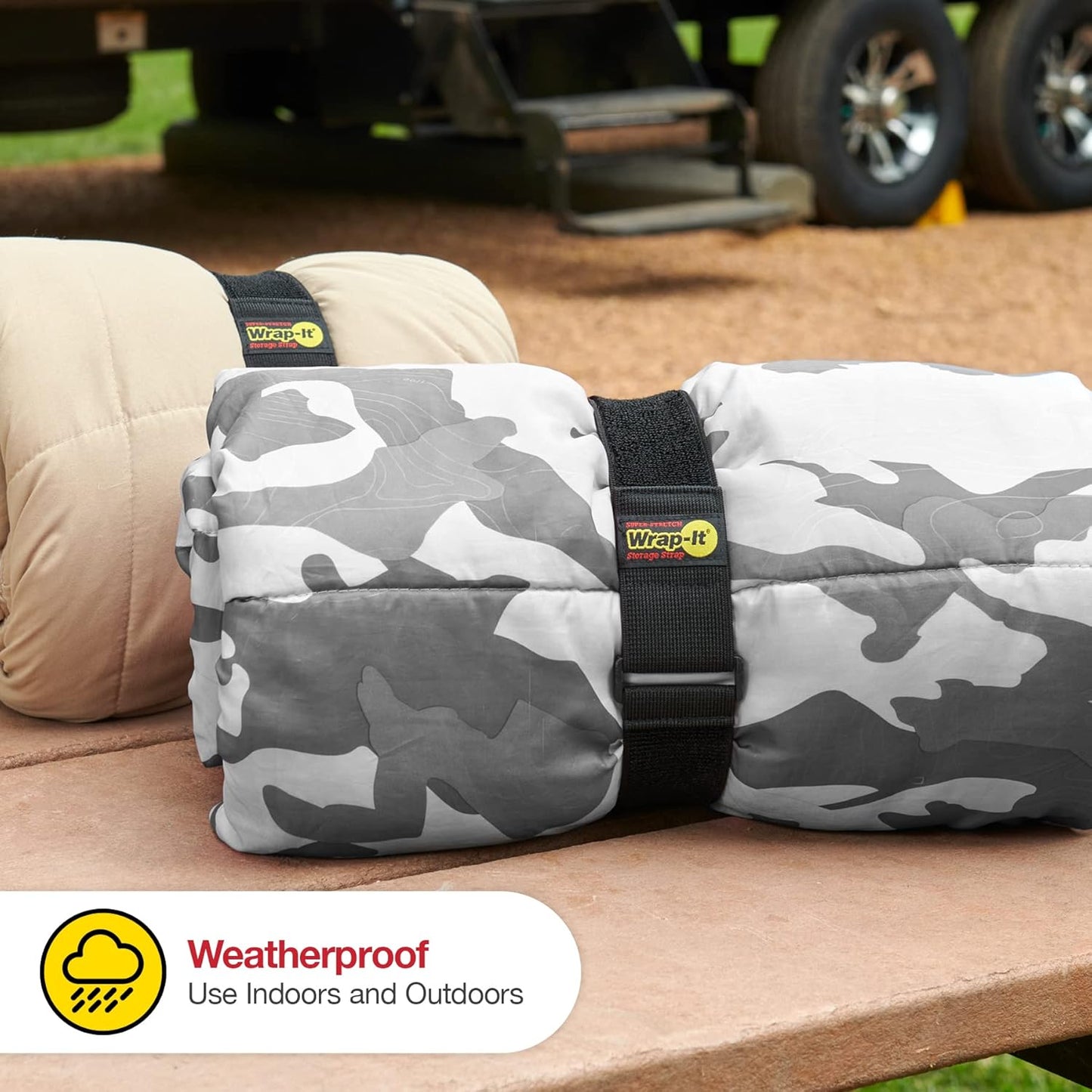 Super-Stretch Wrap-It Storage Straps - 24" (4 Pack) Black - Elastic Hook and Loop Cinch Straps fir Garden and Pool Hose Storage