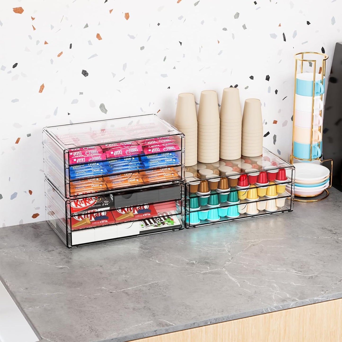 Yieach 11.1 Inch Long Clear Drawer Organizers Stackable,3 Pack Small Acrylic Drawers,School,Office Supplies Organizer And Storage Bins for Stationery,Marker,Pen,Pencil,Craft Desktop Storage Drawers