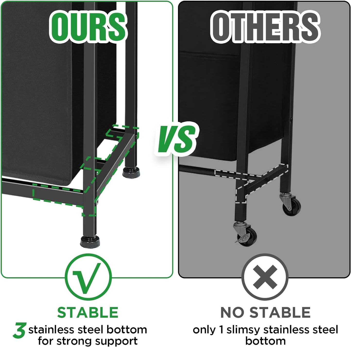 Laundry Sorter 3 Section, 180L Laundry Hamper Basket with Shelf and 2 Drawers, 3 Compartment Clothes Storage Organizer Cart, Pull-Out Removable Oxford Fabric Bags, Rustic Brown and Black