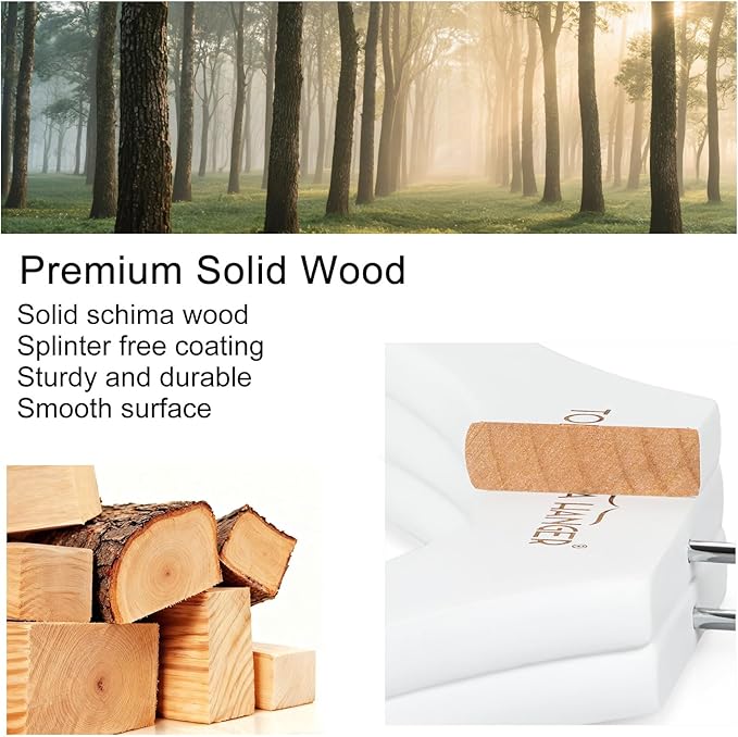 TOPIA HANGER Wooden Coat Hangers 12 Pack, Premium Wood Suit Sweater No Shoulder Bump Hangers, 360° Swivel Hook and Cut Notches Clothes Hangers for Sweater, Coat, Shirts, Hoodies, Dress, White CT84W