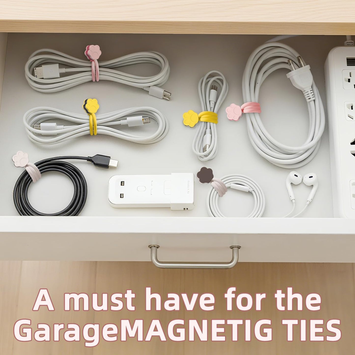 Cute Dog Paw Magnetic Cable Ties (12 Pack, 7.28 In) silicone cable ties reusable,Strong magnetic adsorption,Great for Bundlingand Organizing, Holding Stuff Book Markers, Fridge Magnets (Multicolor)