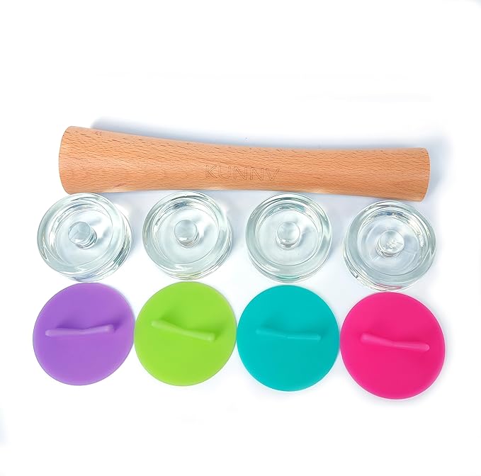 Mason Jar Fermentation Kit - Pickle Kit, Sauerkraut Making Kit - Fermentation Airlock Lids for Wide Mouth Mason Jars Excluding steel rings and bottles(AirLock+Glass weight+pounder)