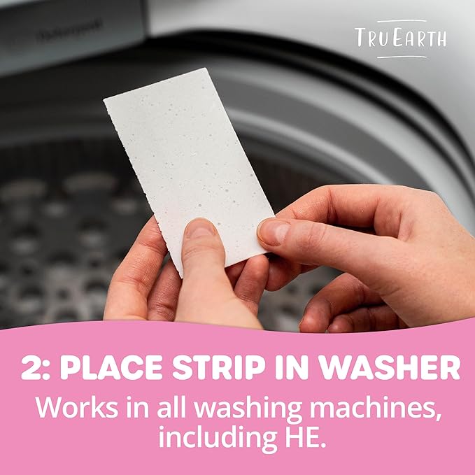 Tru Earth Hypoallergenic Baby Laundry Detergent Sheets/Strips for Sensitive Skin, 64 Count, Up to 128 Loads: Fragrance Free Baby Detergent Laundry Newborn, Children