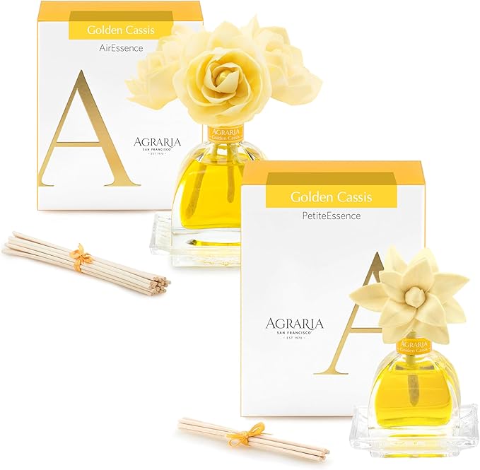 AGRARIA AirEssence & PetiteEssence Flower and Reed Diffuser Set, Luxury Home Fragrance Set, Scented Oil Reed Diffuser Gift for All Occasions