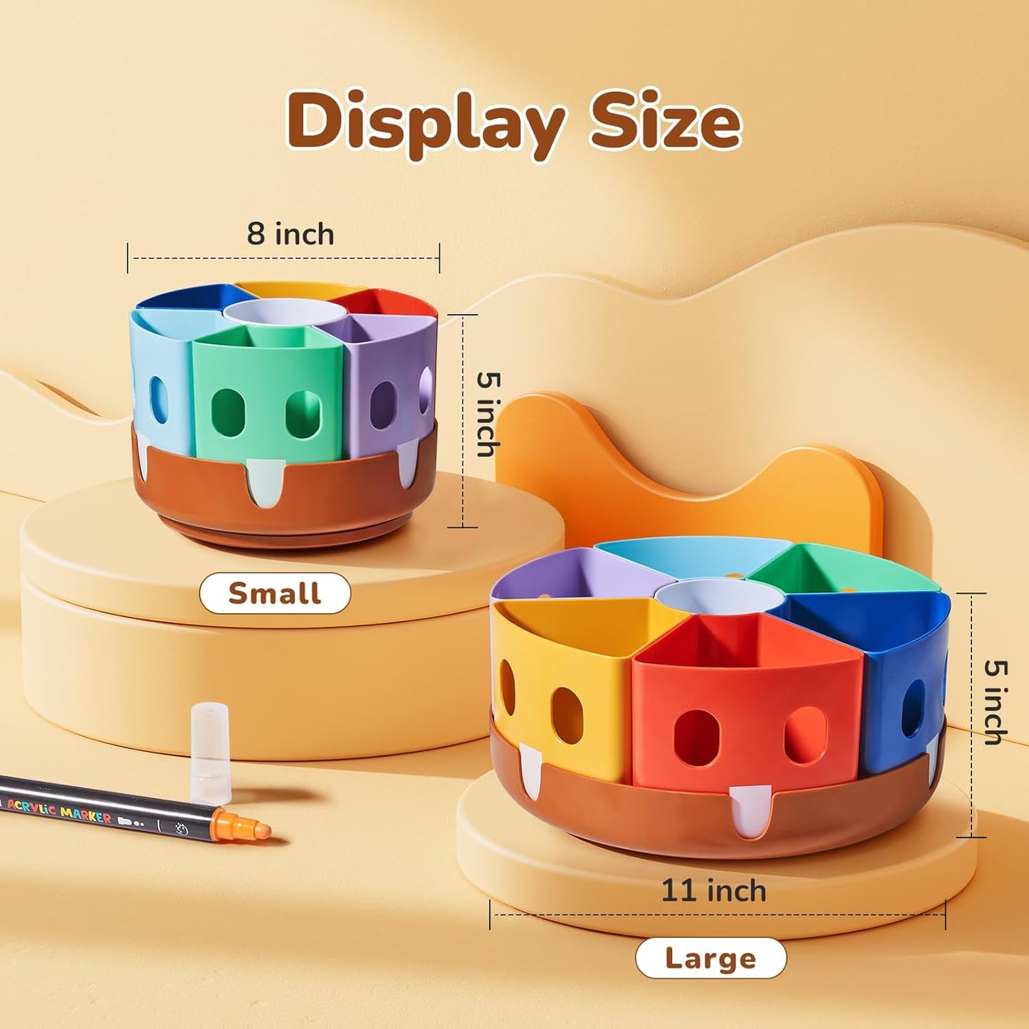 GAMENOTE Rotating Art Supplies Organizer - Lazy Susan Office School Supply for Kids Desk Organization and Storage Homeschool Craft Caddy Classroom Organization (Large)