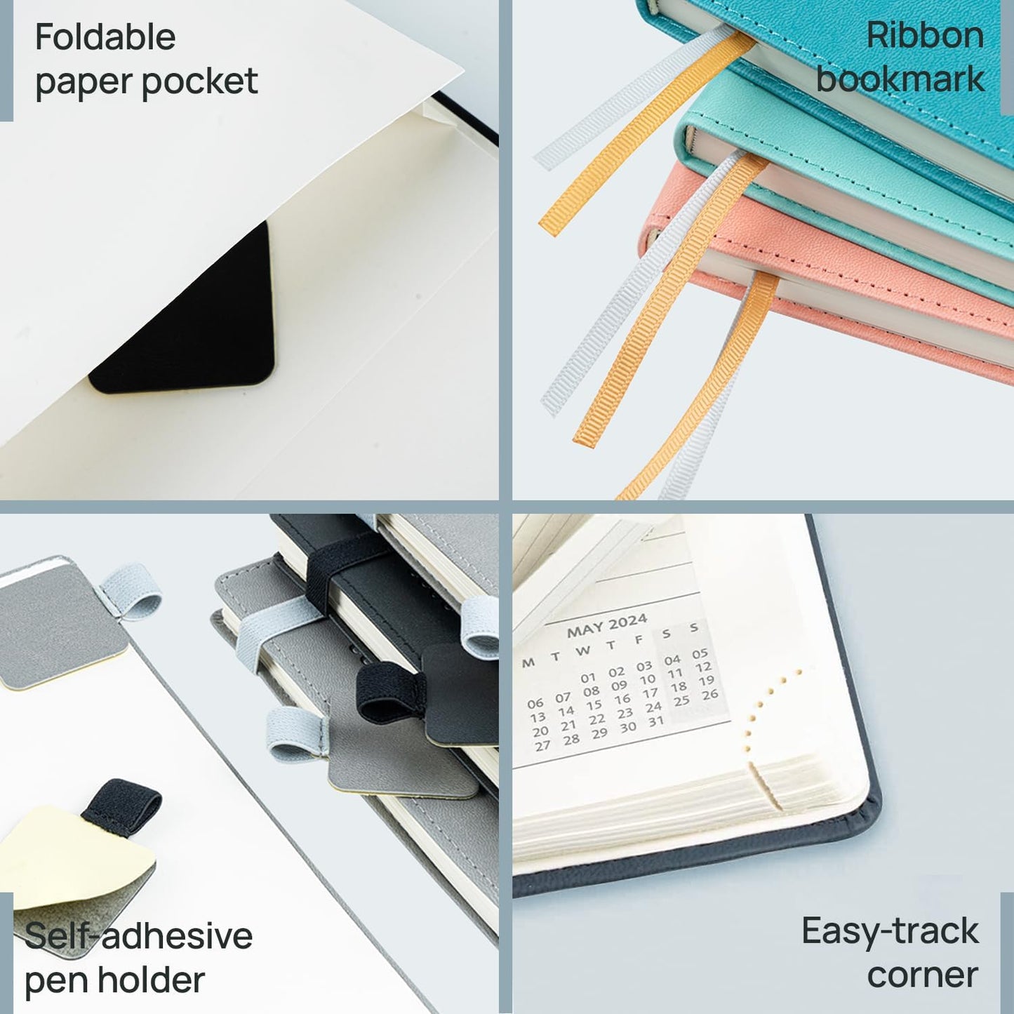 POPRUN 2026 Planner (Medium - 6.5'' x 8.5'') - 2026 Weekly Calendar ((Jan. 2026 - Dec. 2026) with Hourly Time Slots, Weekly/Monthly Appointment Book for Time Management - Leather Soft Cover - Grey