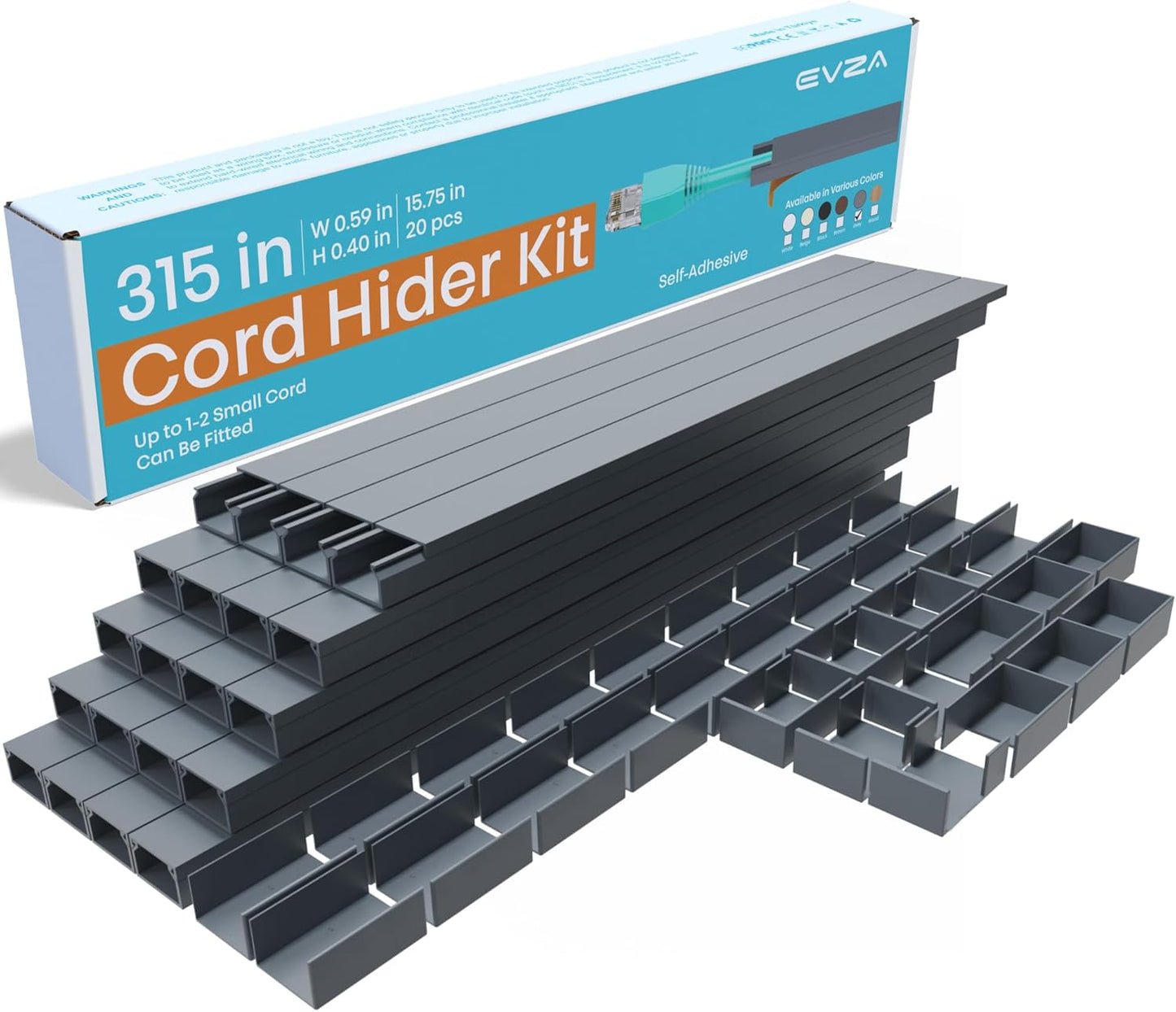 Ethernet Cable Cover Cord Hider - 315in One-Cord Covers for Wires on Wall, Hide Wires Along Wall, Baby Proof Cable Raceway, Electrical Cord Management, Wire Conduit, Hide Extension Cord, Wire Molding