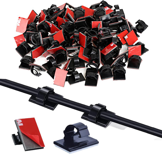 GWHOLE 100Pcs Adhesive Cable Clips Cord Organizer Wire Management for Car Office and Home