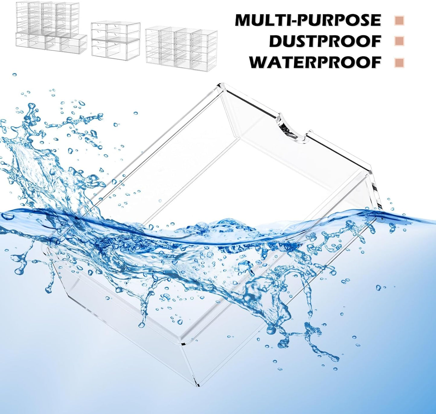 2 Pack Desk Organizers, Makeup Organizer Storage With 7 Drawers, Desktop Office Supplies, Clear Desk Accessories, Dustproof Drawer Organizer and Storage for Make Up, Jewelry, Pen