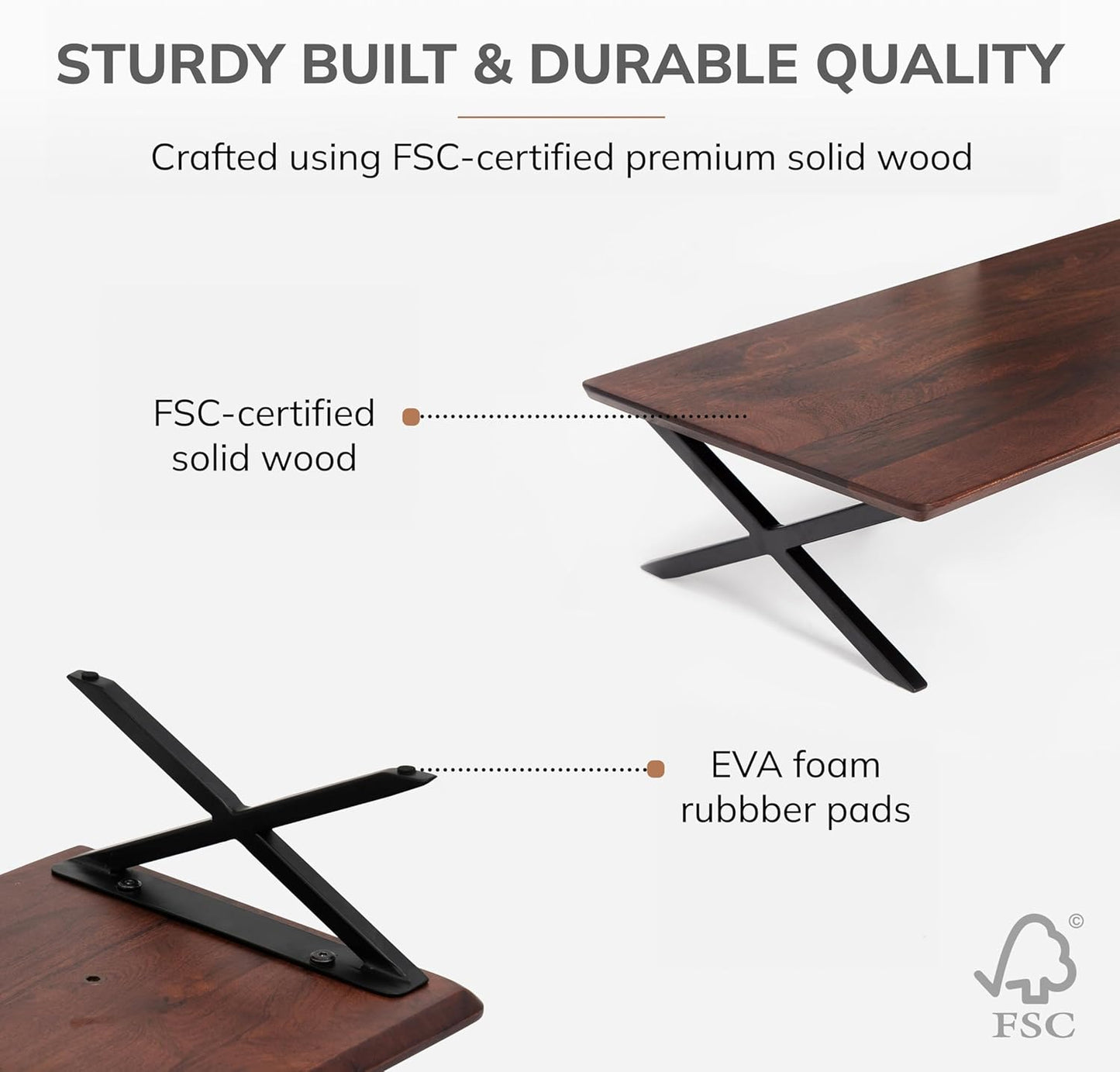 Anji Mountain Monitor Stand - Desktop Organizer & Laptop Riser, Ergonomic Monitor Riser, Space-Saving Monitor Stand for Desk, Durable Construction, Easy Assembly, Ideal for Home & Office,Black