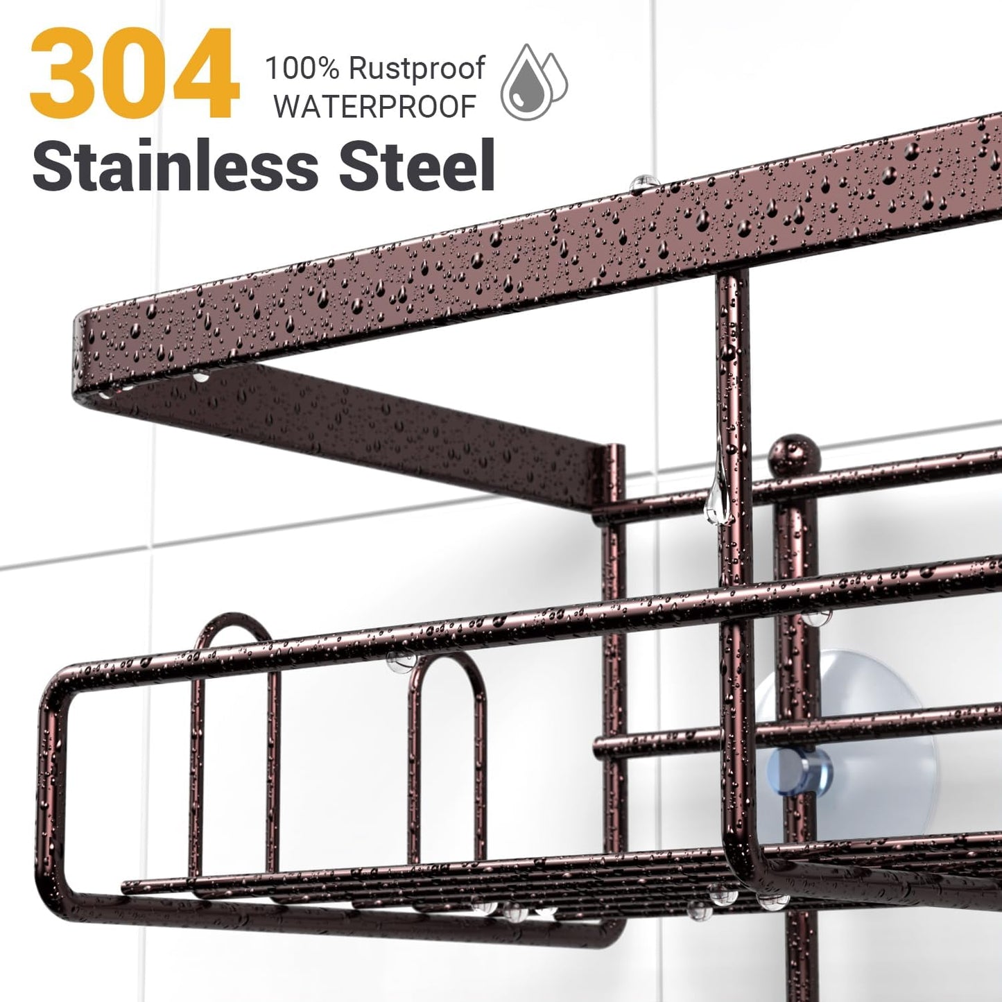 Shower Caddy Hanging Bathroom Organizer: Rustproof Shelf for Inside Shower - No Drilling, Over Showerhead - Bath Shelves for Shampoo, Soap - Bronze