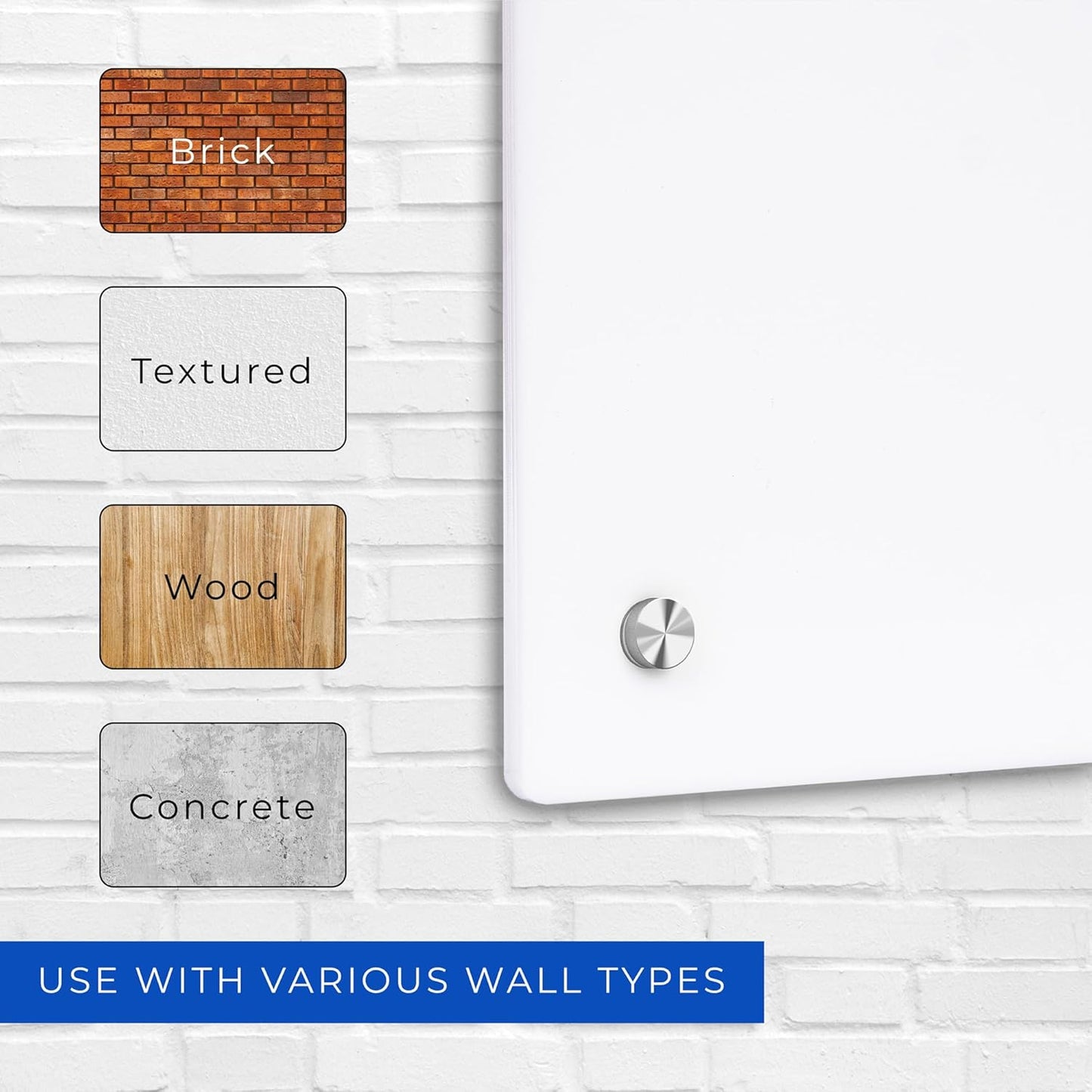 12x16 Dry Erase Board for Wall - with .25 White Acrylic and Chrome Stand Off Finish - Perfect Whiteboard for Office, Home, Classroom - Durable and Stylish .25 White Acrylic Dry Erase Board