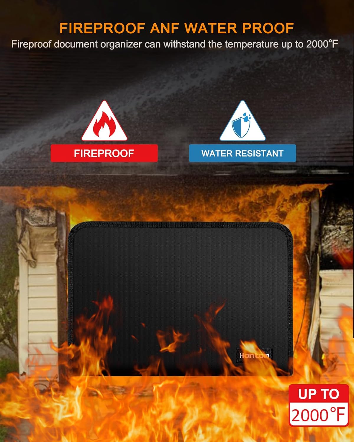 Hontom Accordion File Organizer,13 Pockets Fireproof Document Organizer with Multicolored Pockets, Business Safe Storage Folder Zipper for Documents and ‎F61NCYXEFF02V