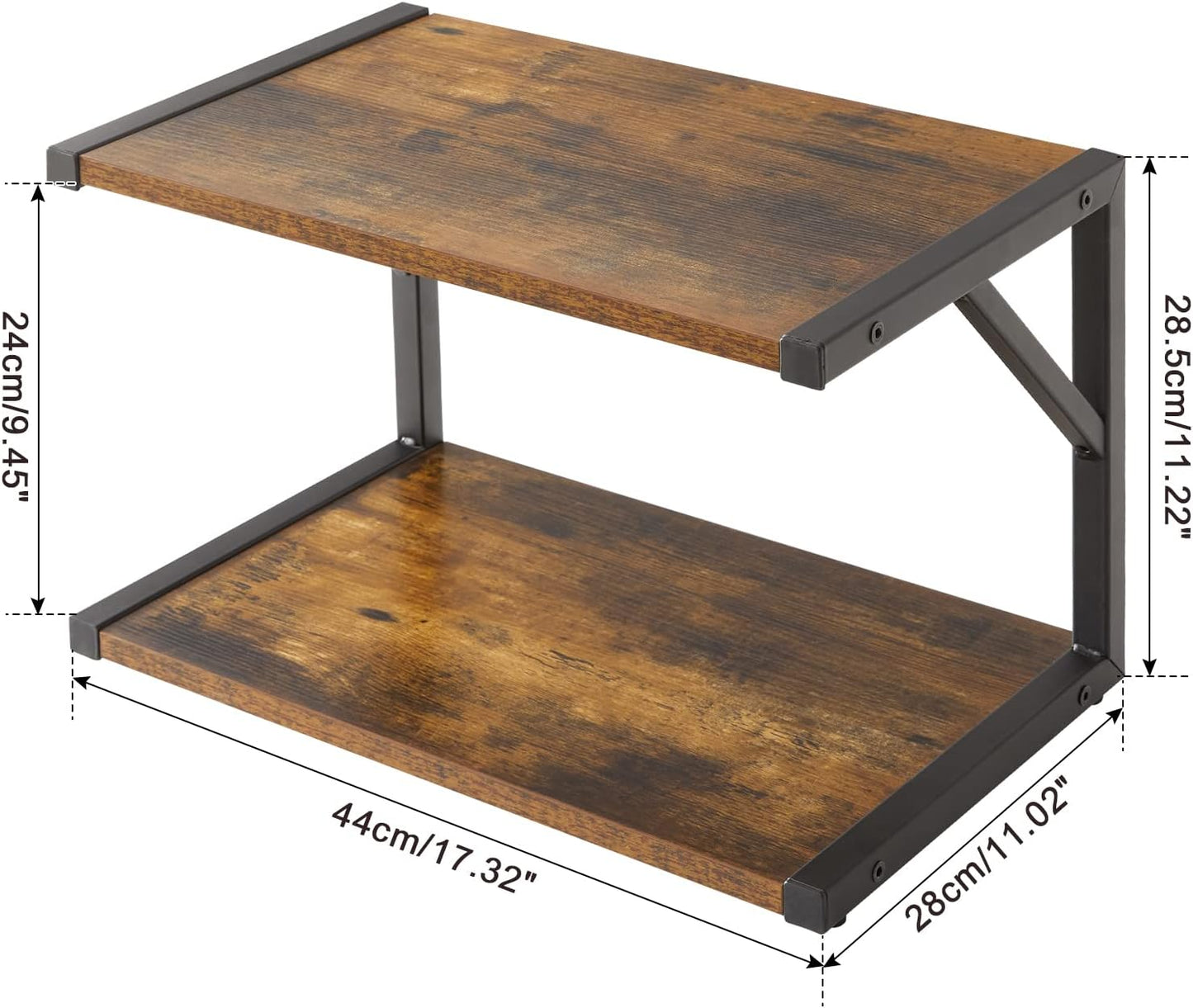 IBUYKE 2-Tier Desktop Printer Stand Holder, Multi-Purpose Desk Organizer Storage Shelf, Book Shelf Printer Shelf for Fax Machine, Scanner, Files, Books, Rustic Brown UTLJ004H