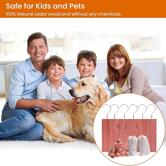 Homode Cedar Blocks for Clothes Storage, Cedar Wood Chips and Balls for Closets and Drawers, Fresh Scented Sachets, 40 Pack