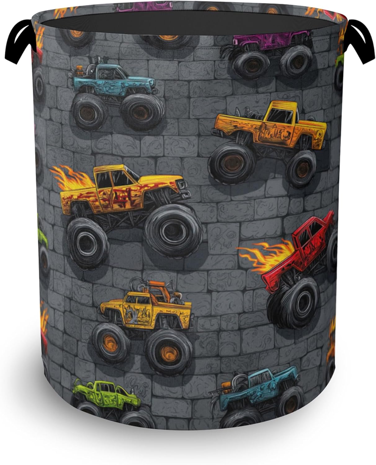 Funny Cars Laundry Basket,Foldable Oxford Cloth Tote Bag Laundry Hamper Clothes Storage Bucket Organizer for Bedroom Laundry Storage Dormitories 16" x 20.8"