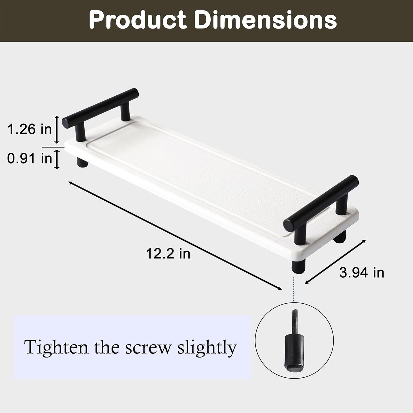2PCS Water Absorbent Kitchen Countertop Organizer, Sink Caddy, Fast Drying Stone Diatomaceous Earth Tray, Sink Organizer, Water Absorbing Stone Tray for Countertop (White & Black Handle, Small)