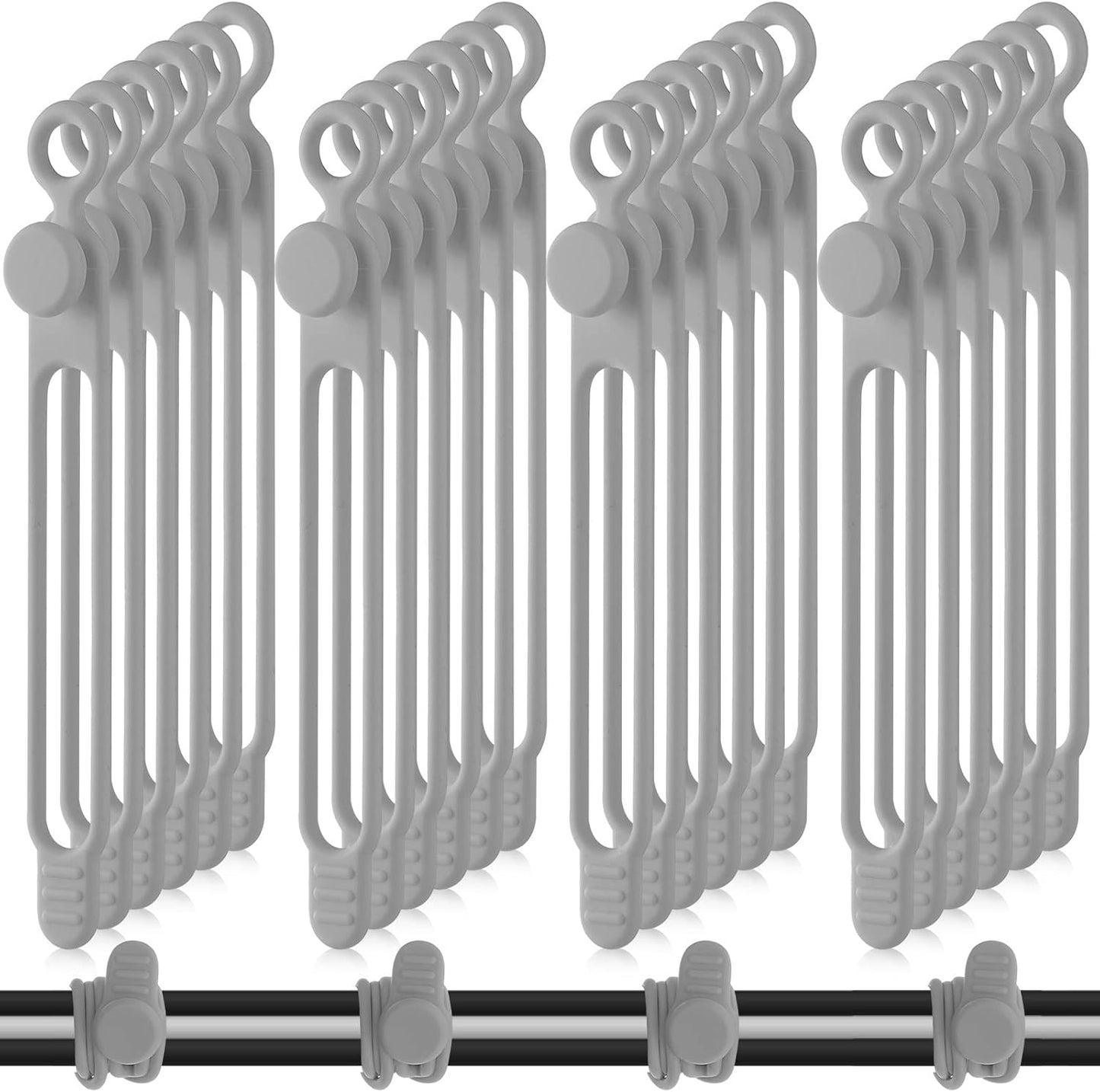 Nuanchu 40 Pcs Silicone Cable Ties Reusable Holder Adjustable Straps Multipurpose Charging Cable Organizer for Fastening Charging Cords Wires(4.17 Inch,Gray)