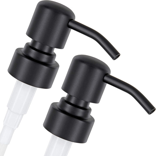ALTGLAS Twin Pack - 2X Stainless Steel Soap Pump 'Zagreb' as Replacement for Liquid Hand Soap Dispensers (Matte Black) - Fits e.g. Jack Bottle