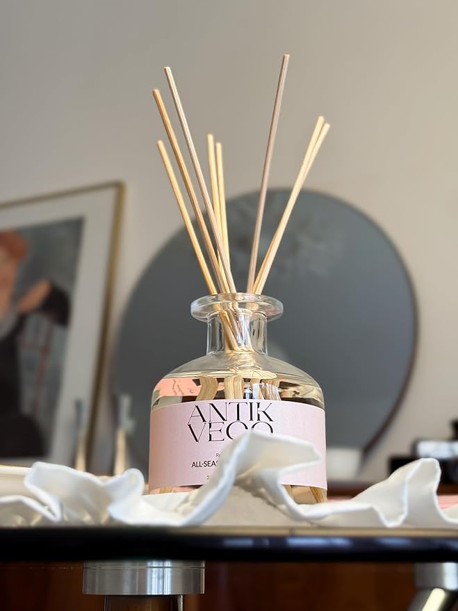 All-Season White Tea Diffuser – Home Fragrance with 8 Rattan Sticks – Long Lasting, Fresh White Tea & Citrus Scent – Non-Toxic, Premium Reed Diffuser for Home or Office – 90 Days